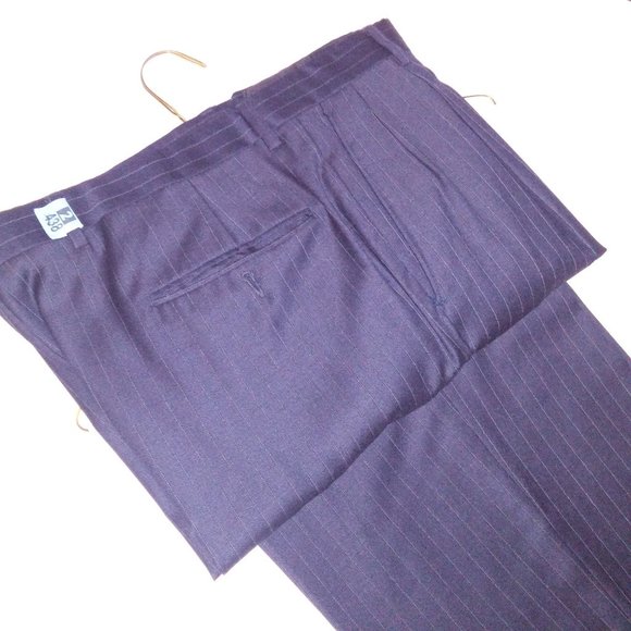 Hart Schaffner Marx Suit Mens 2 Piece 41R Black Pinstripe Long Sleeve Pleated Fr - Picture 14 of 16